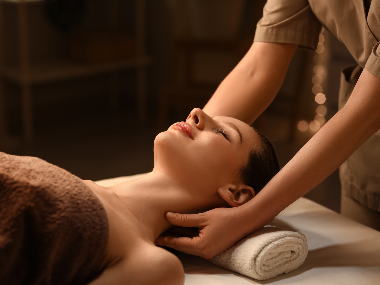 Woman receiving a neck massage